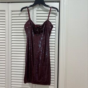 French Connection Burgundy Sequin Mini Dress